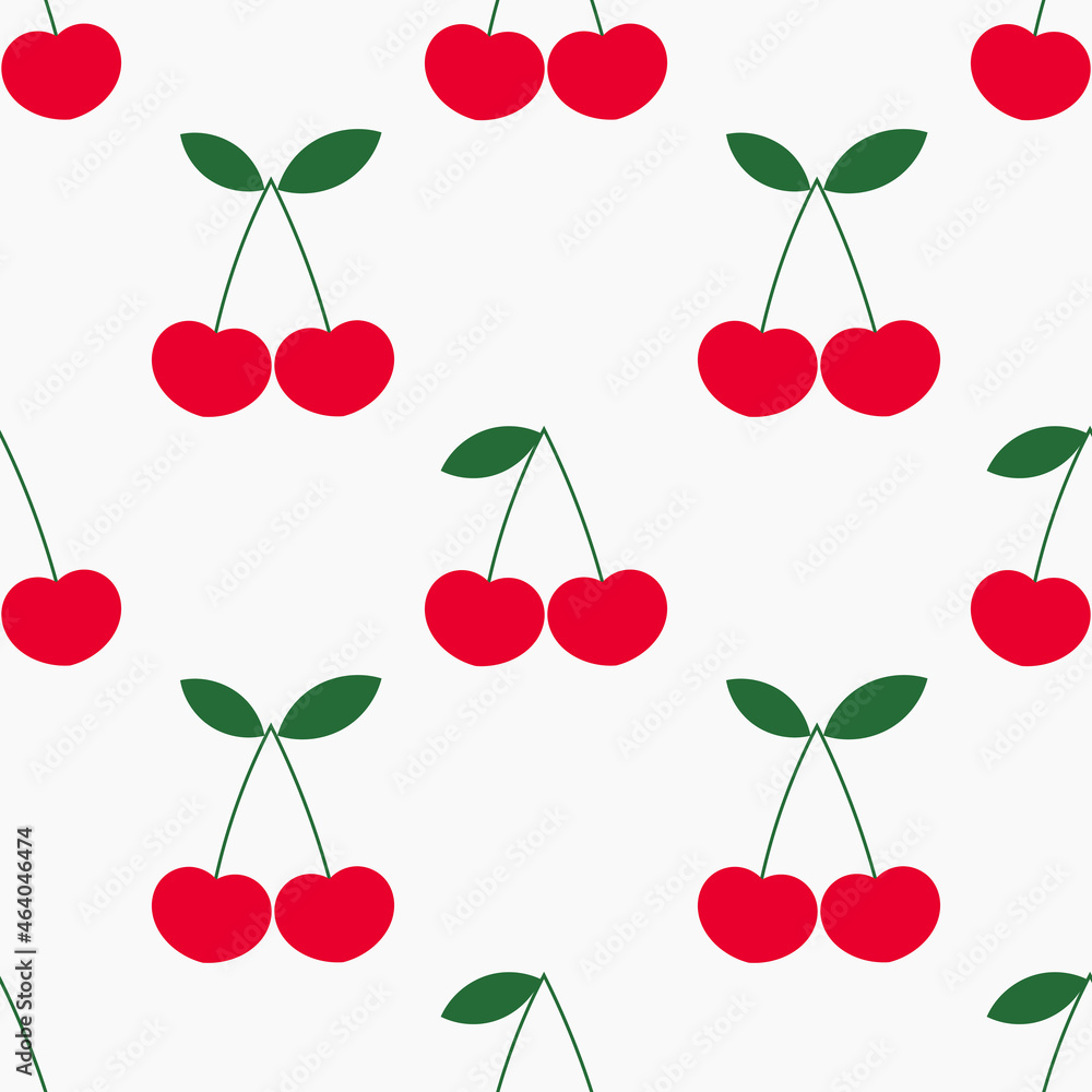 Cherries fruit flat seamless pattern. Cherries fruit flat seamless pattern.
