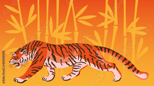Happy Chinese New Year  tiger symbol of 2022  template for banner  poster  greeting card. Vector illustration.