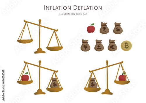 Hand drawn flat vector of inflation and deflation