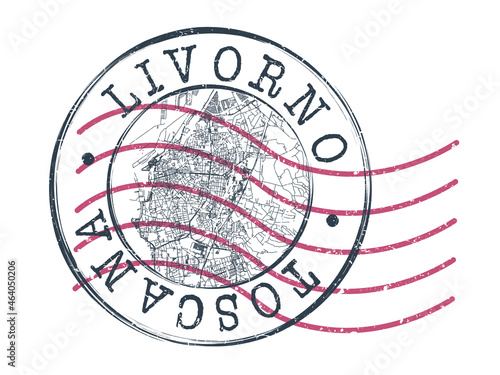 Livorno, Province of Livorno, Italy Stamp Map Postal. Silhouette Seal Roads and Streets. Passport Round Design. Vector Icon. Design Retro Travel National Symbol.