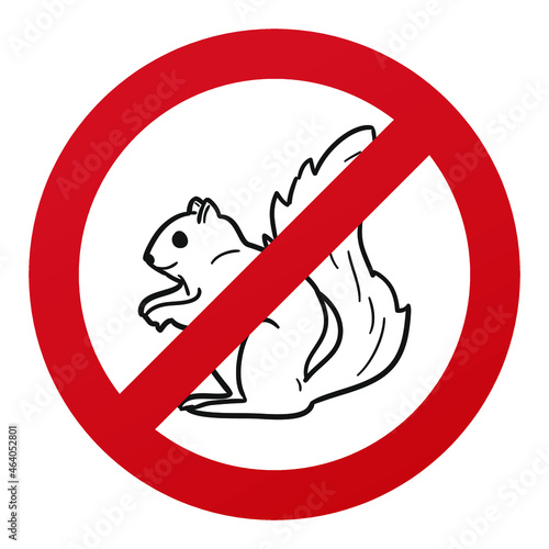 No Squirrel Symbol Isolated on White Background. Forest Animal Vector Illustration Prohibition Stop Sign.