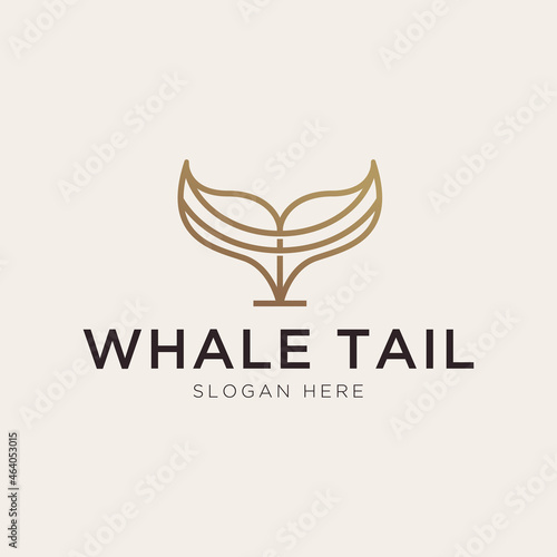 Abstract whale tail logo in gold luxury style