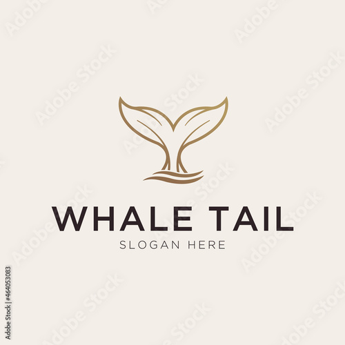 Abstract whale tail logo in gold luxury style