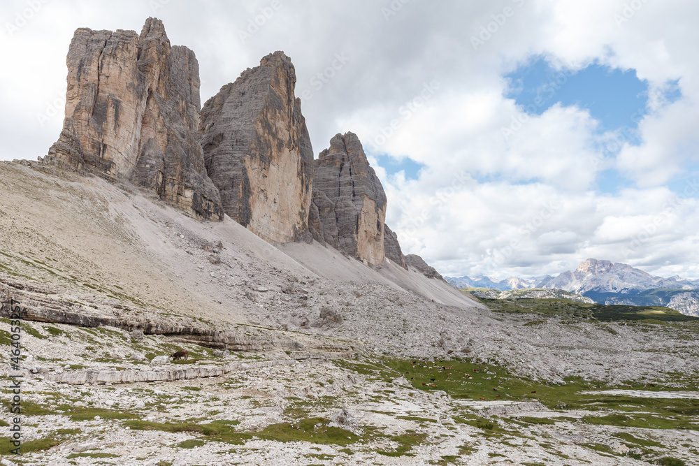 Dreizinnen or the Tre Cime di Lavaredo at the Dolomites Italy Dreizinnen or the Tre Cime di Lavaredo at the Dolomites Italy