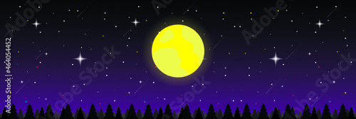 Landscape with snow-filled areas.3d abstract pastel paper cut illustration of winter landscape with cloud,pines and mountains.Happy New Year and Merry Christmas background.Bright moon. moon background