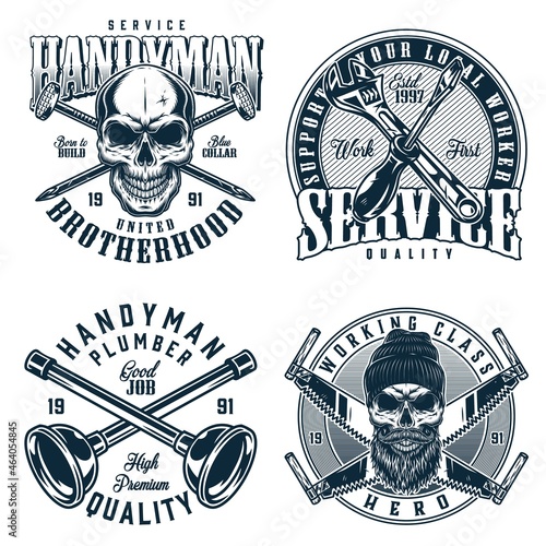 Blue collar worker monochrome designs