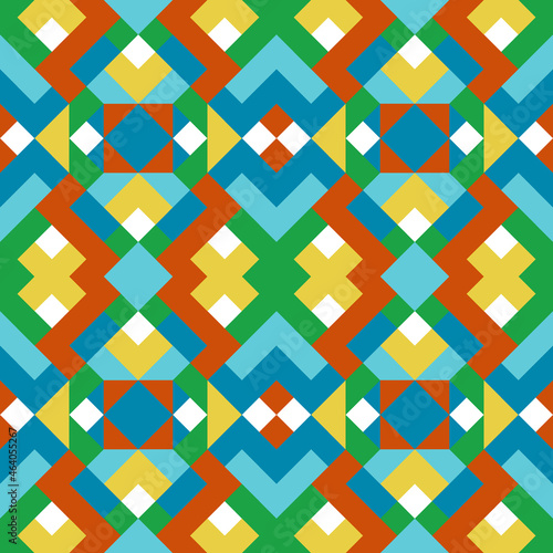 Abstract seamless geometric pattern in vector. Simple colorful texture. Background in red, yellow, green and blue colors
