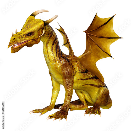 3D Rendering Fairy Tale Dragon on White