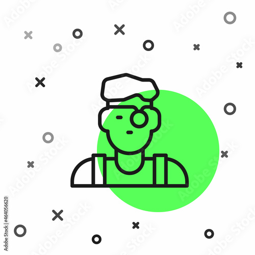 Black line Jeweler man icon isolated on white background. Vector