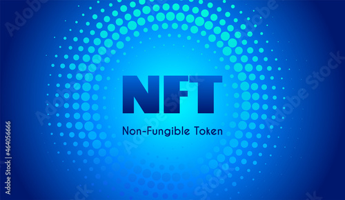 NFT abstract background. Non fungible token digital technology. Vector futuristic banner