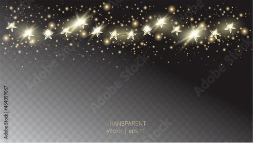 Vector Christmas decoration. Transparent light garlands on abstract background. Christmas decoration concept
