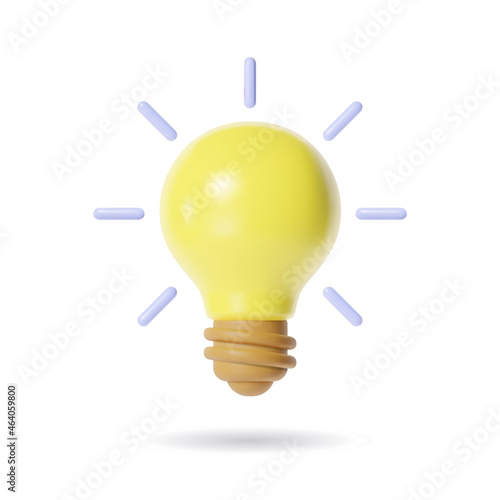 simple 3d light bulb vector icon, idea concept illustration