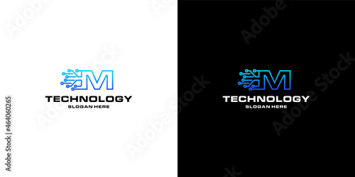 Letter m technology NFTs logo design