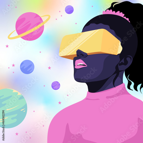 Student learning about space using augmented reality