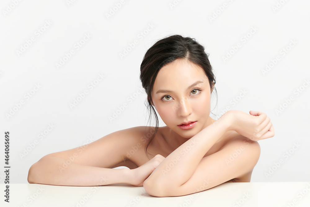 Beautiful young asian woman with clean fresh skin on white background, Face care, Facial treatment, Cosmetology, beauty and spa, Asian women portrait. Beautiful young asian woman with clean fresh skin on white background, Face care, Facial treatment, Cosmetology, beauty and spa, Asian women portrait.