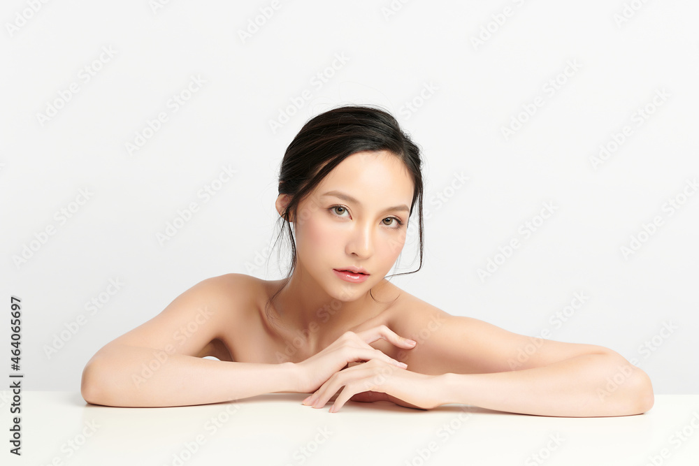 Beautiful young asian woman with clean fresh skin on white background, Face care, Facial treatment, Cosmetology, beauty and spa, Asian women portrait. Beautiful young asian woman with clean fresh skin on white background, Face care, Facial treatment, Cosmetology, beauty and spa, Asian women portrait.