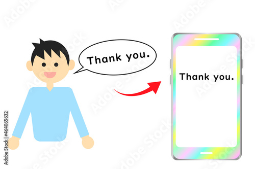 音声自動テキスト化のイメージ。自動文字起こし。ビジネスシーン。