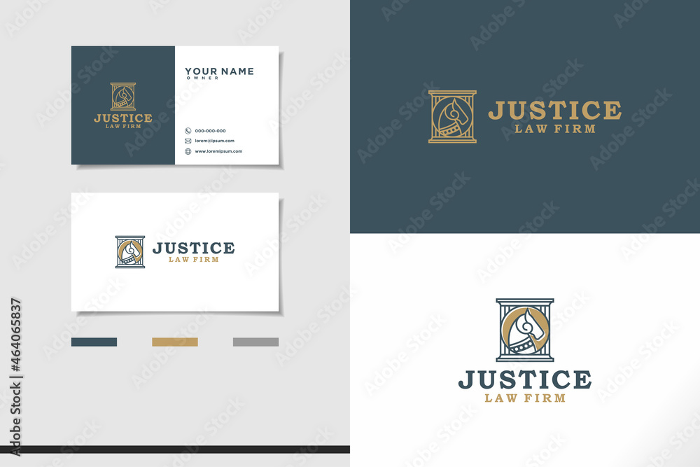 Obraz premium Injury law logo legal attorney simple minimalist design business card set stationery firm