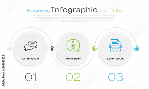 Set line Speech bubble chat, Information and Retro typewriter. Business infographic template. Vector