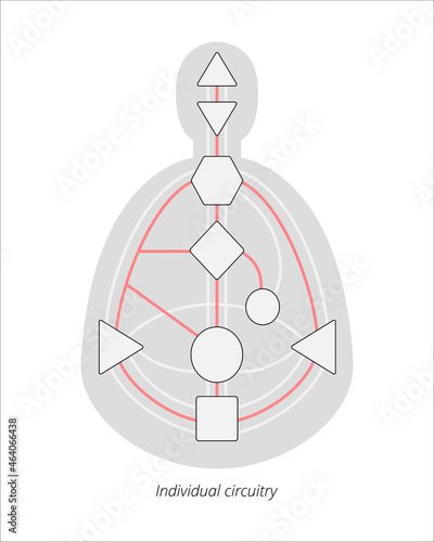 Human design bodygraph with individual circuitry. Human design rave chart vector illustration