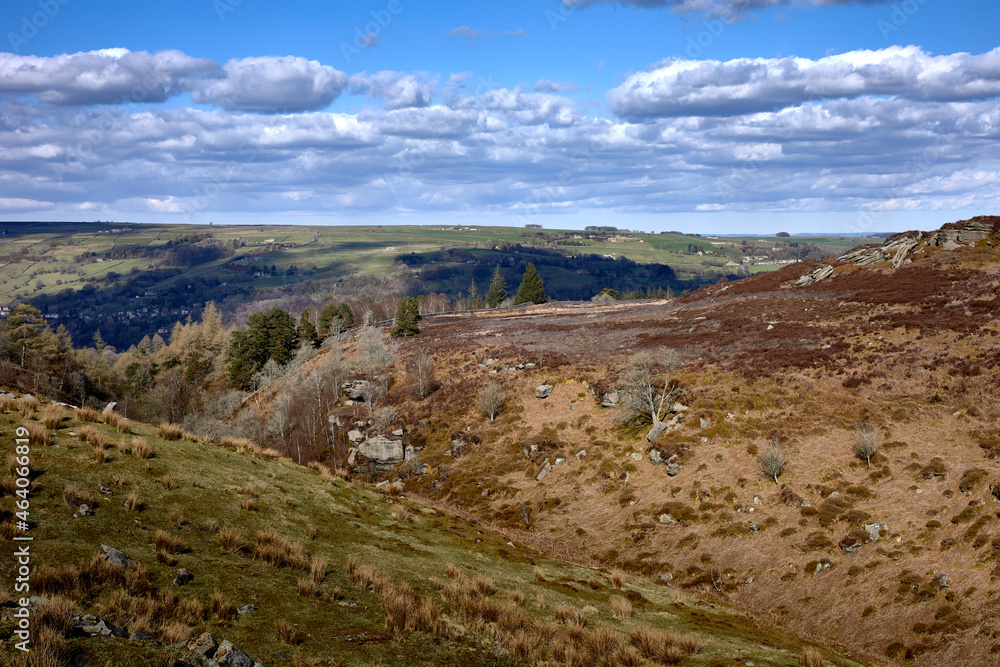 A view of Nidderdale in April across a deep gulley towards Pateley Bridge A view of Nidderdale in April across a deep gulley towards Pateley Bridge