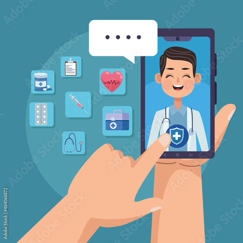hands using telemedicine