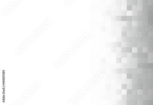 Abstract gray white background with a grid of squares on the side to the right, mosaic, geometric pattern.