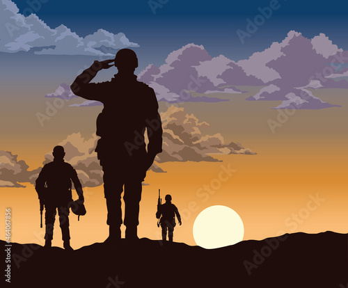group of soldiers scene