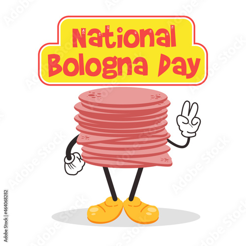 cute mortadella mascot suitable for National bologna Day Illustration