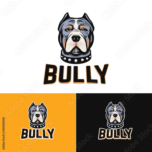 american pit bull terrier head drawing as logo or powerful dog symbol, vector illustration