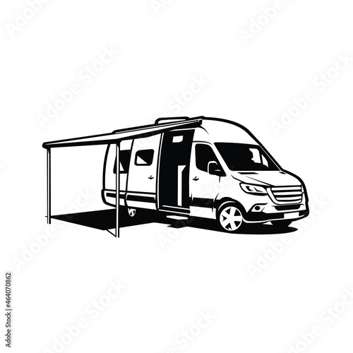 Motorhome campervan caravan vector silhouette illustration