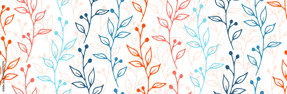 Berry bush sprigs botanical vector seamless pattern. Chic floral fabric print. Garden plants foliage and blossom wallpaper. Berry bush sprouts girly fashion seamless design Berry bush sprigs botanical vector seamless pattern. Chic floral fabric print. Garden plants foliage and blossom wallpaper. Berry bush sprouts girly fashion seamless design