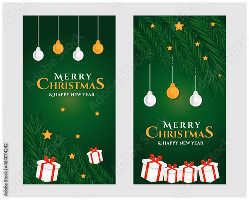 merry christmas and happy new year greeting, banner and background template