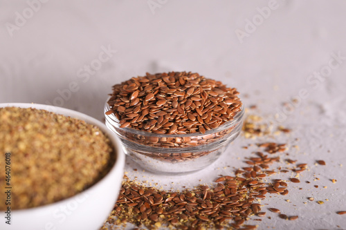 ground flax porridge is on the table