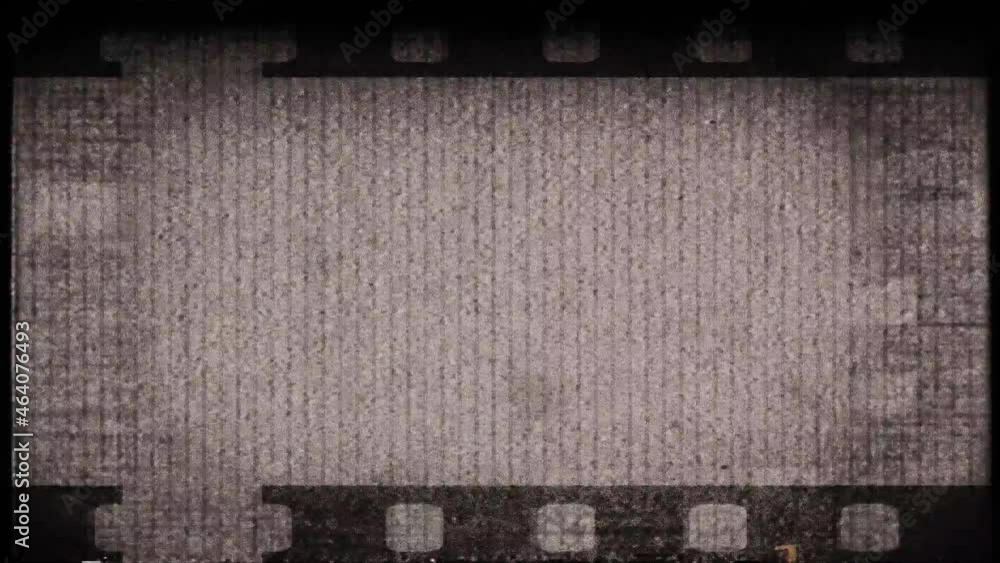 A vintage movie film frame overlay with moving sprocket holes, flicker