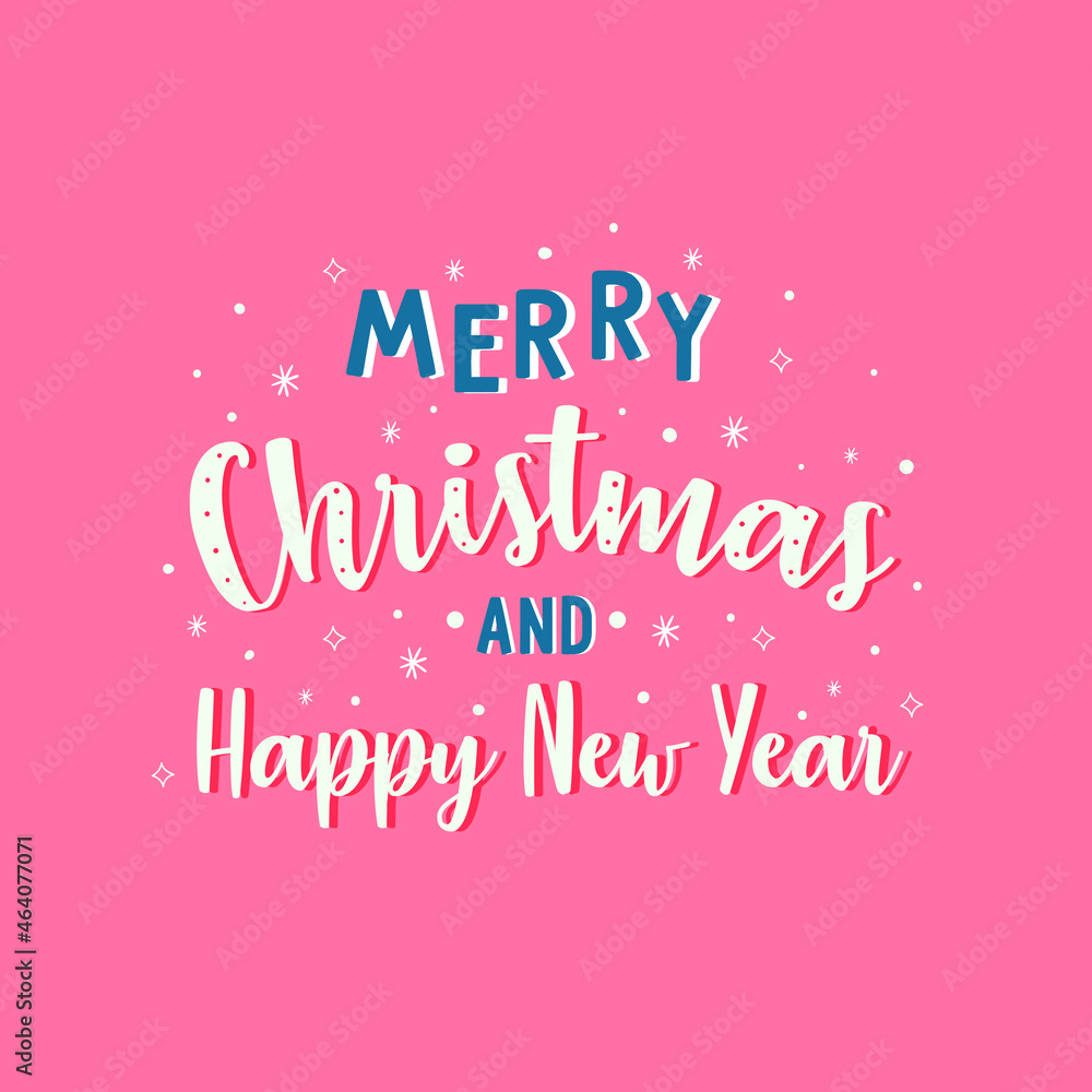 Retro Christmas poster with hand lettering.  This illustration can be used as a greeting card, poster or print