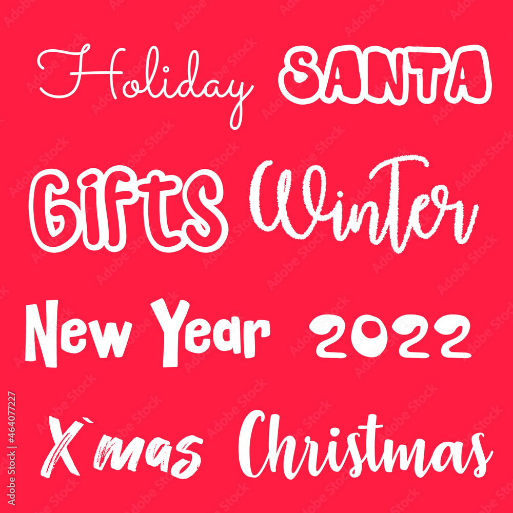 Christmas set of inscriptions. Xmas sticker set. Holiday text Christmas set of inscriptions. Xmas sticker set. Holiday text
