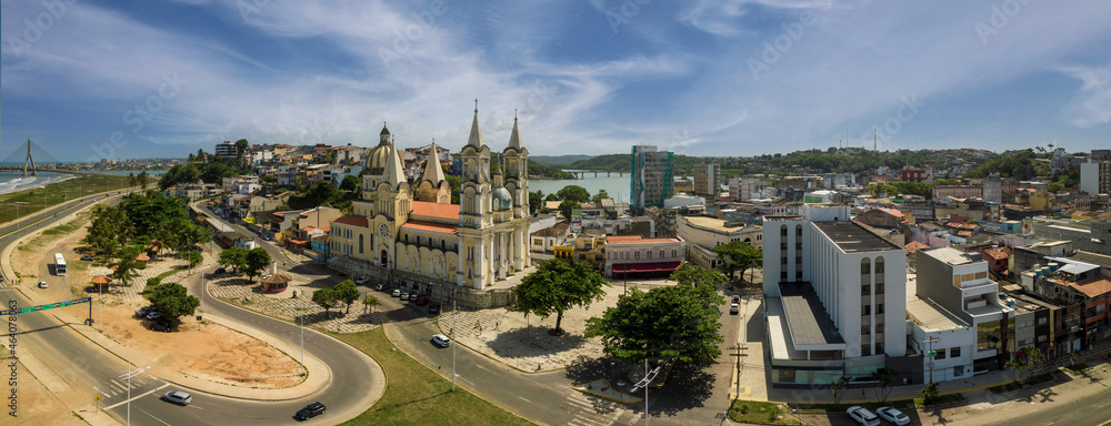 Panoramic aerial photo of the city of Ilhéus Bahia with a view of the Cathedral of São Sebastião