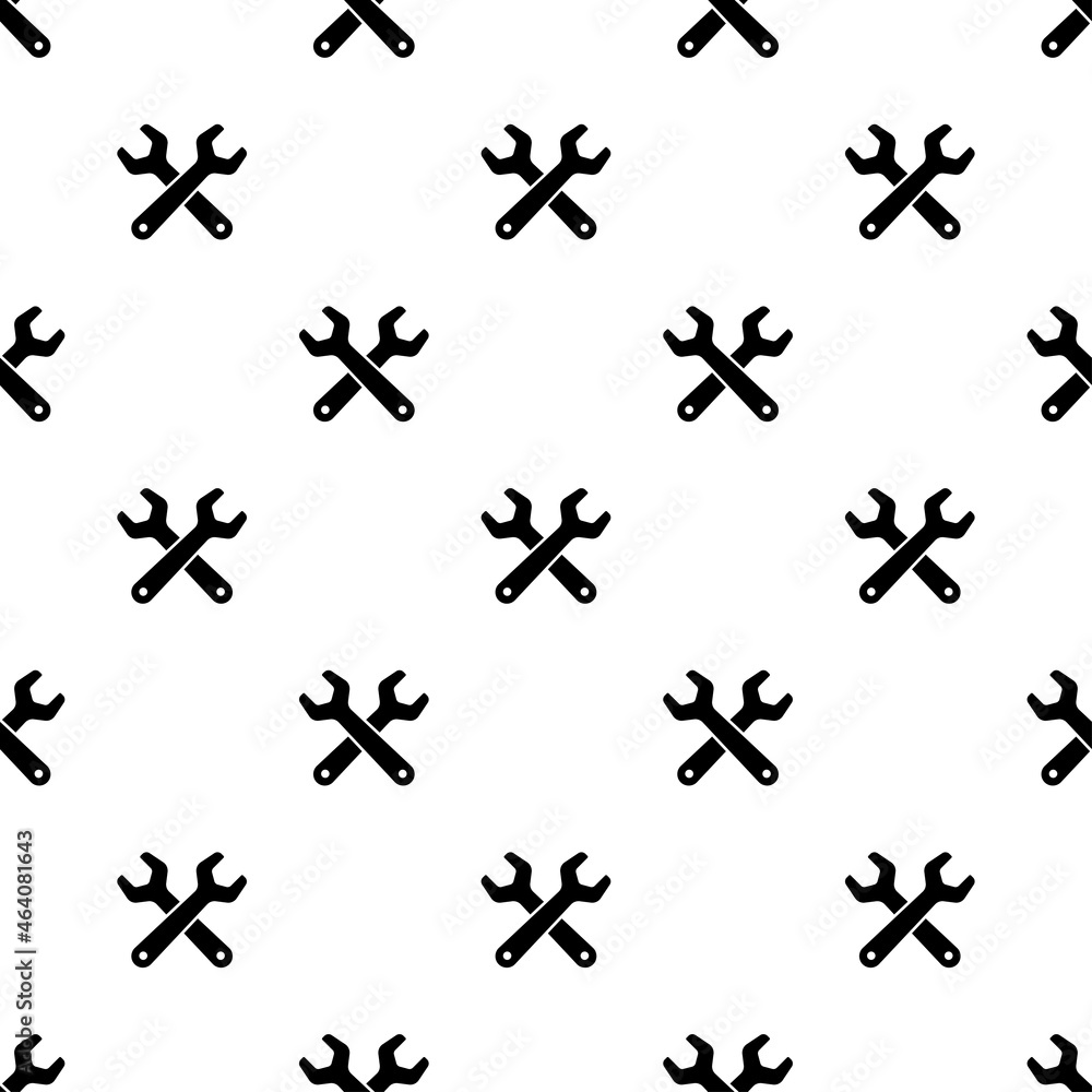 Fototapeta premium Black wrenches isolated on white background. Monochrome seamless pattern. Vector simple flat graphic illustration. Texture.