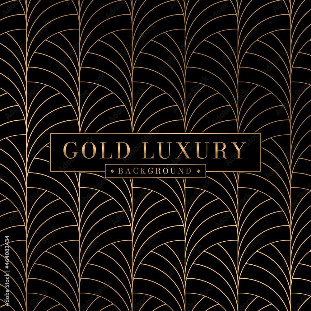 Abstract gold Art deco pattern luxury background. Geometric floral curve decorative golden vintage wallpaper