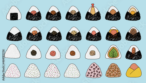 いろんなおにぎりのベクターイラストセット