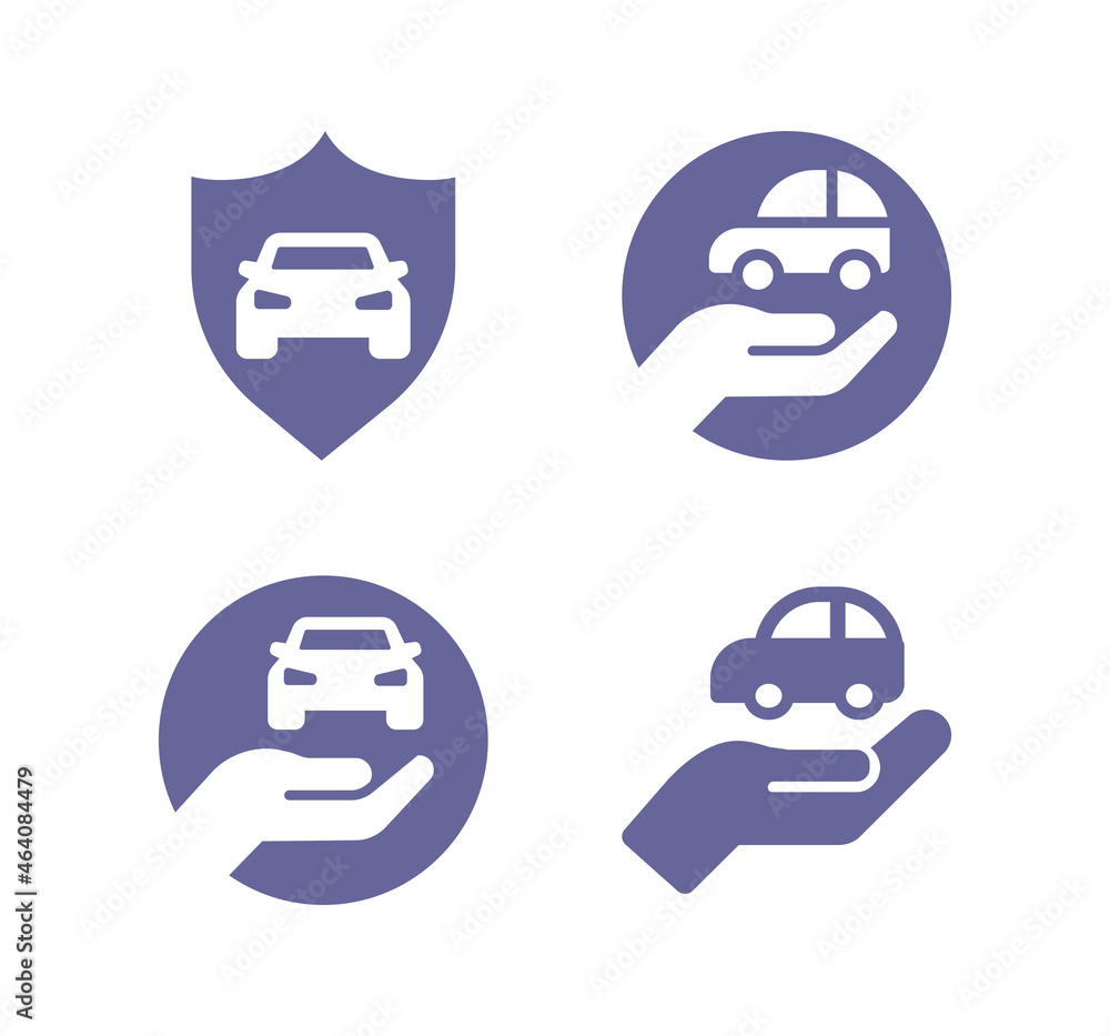Car insurance vector icon set. Car protection Car insurance vector icon set. Car protection