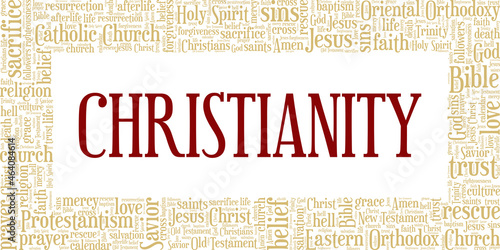 Christianity vector illustration word cloud isolated on white background.