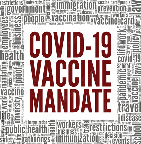 Covid-19 Vaccine Mandate vector illustration word cloud isolated on white background.