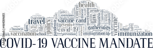 Covid-19 Vaccine Mandate vector illustration word cloud isolated on white background.