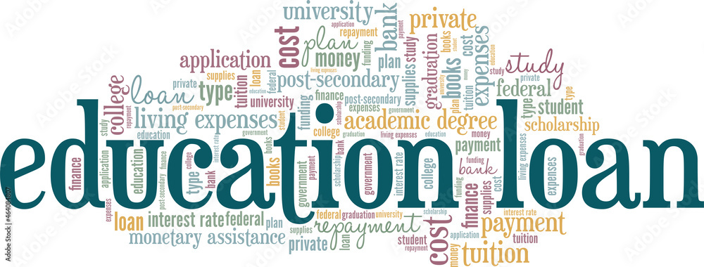Education Loan vector illustration word cloud isolated on white background. Education Loan vector illustration word cloud isolated on white background.