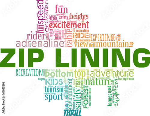 Zip Lining vector illustration word cloud isolated on white background.