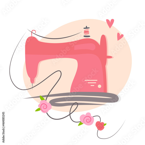 Cute sewing machine with flowers