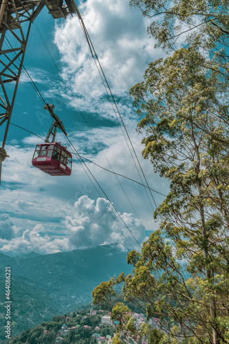 Gangtok Ropeway (Damodar Ropeways and Infra Limited) - the overhead cable car on the mountains of Gangtok, Sikkim, India (ID: 464086221)