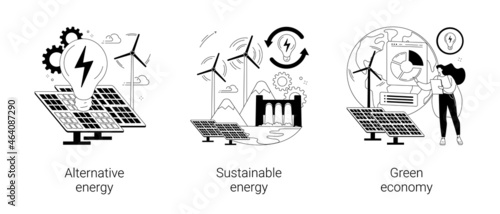 Clean green energy abstract concept vector illustrations.